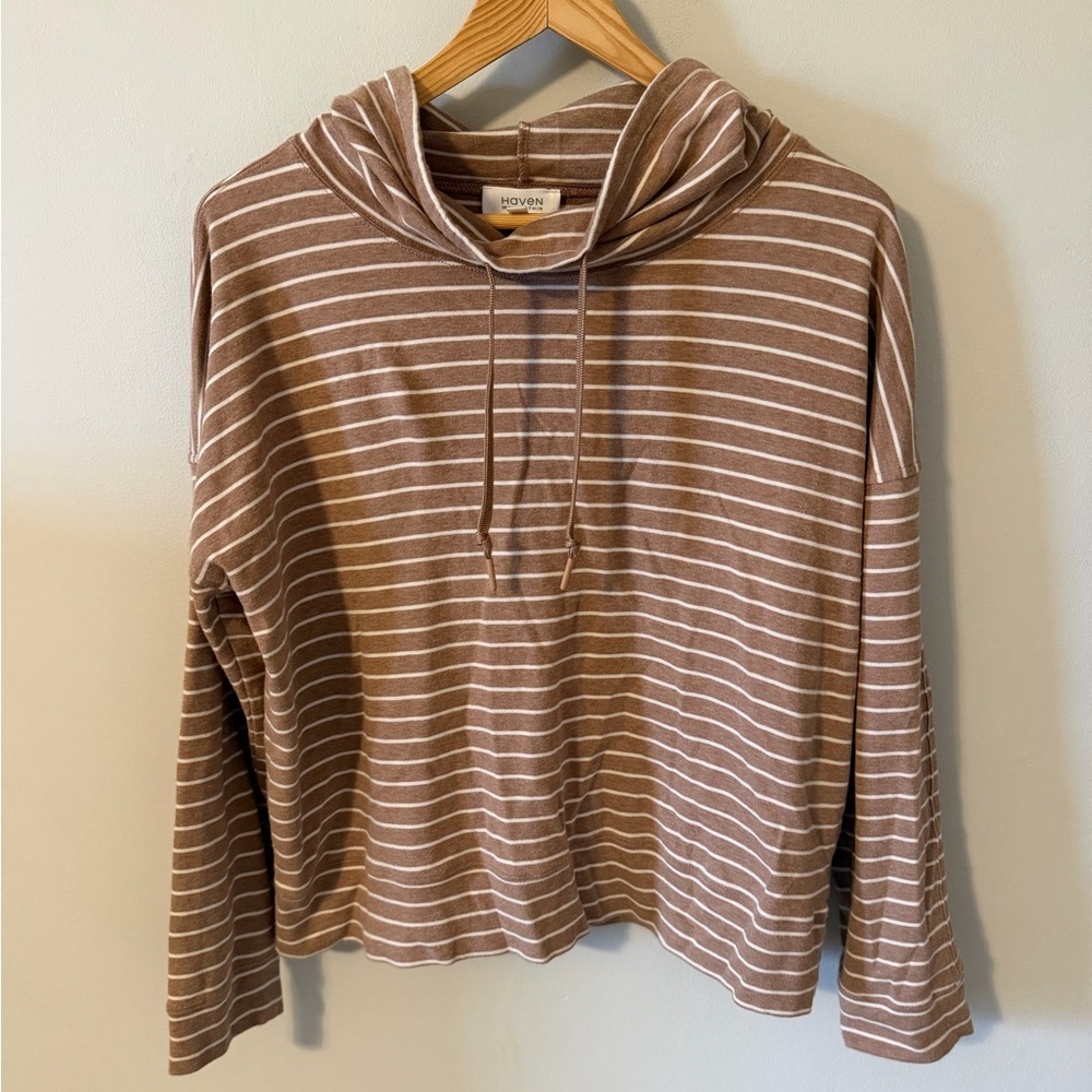 Haven Well Within Striped Cowl Neck Pullover Sweater Size L